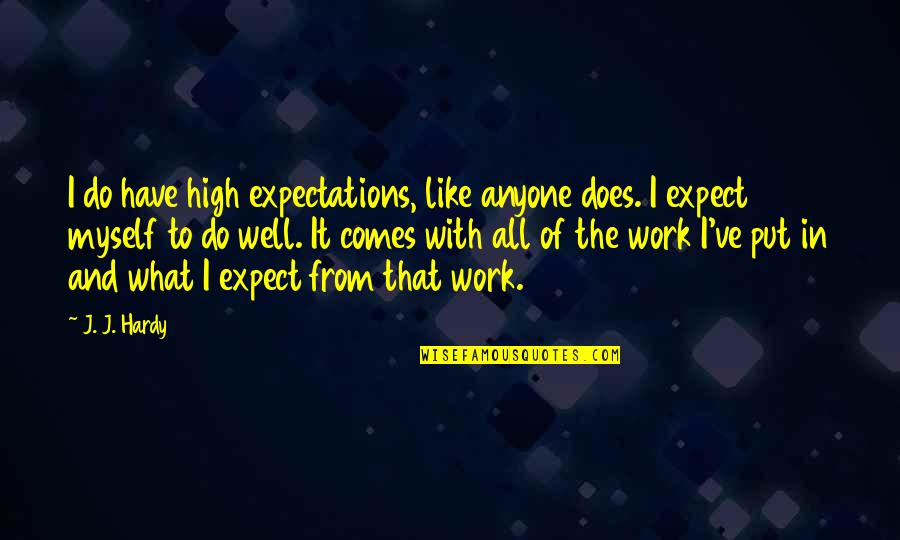 Tvameva Sarvam Quotes By J. J. Hardy: I do have high expectations, like anyone does. Tvameva Sarvam Quotes By J. J. Hardy: I do have high expectations, like anyone does.