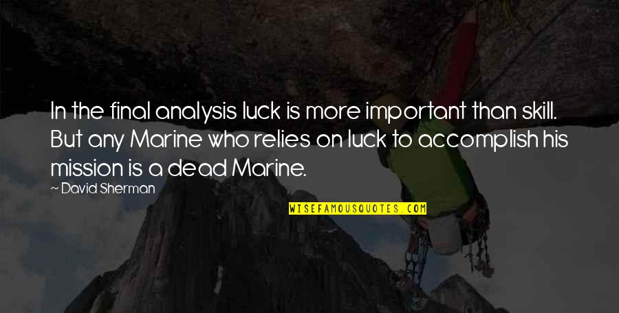 Tvinger Quotes By David Sherman: In the final analysis luck is more important Tvinger Quotes By David Sherman: In the final analysis luck is more important