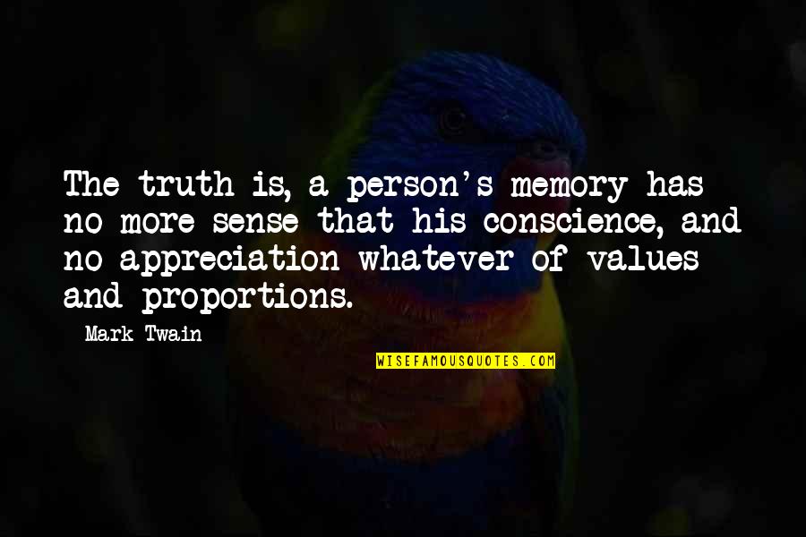 Twain's Quotes By Mark Twain: The truth is, a person's memory has no