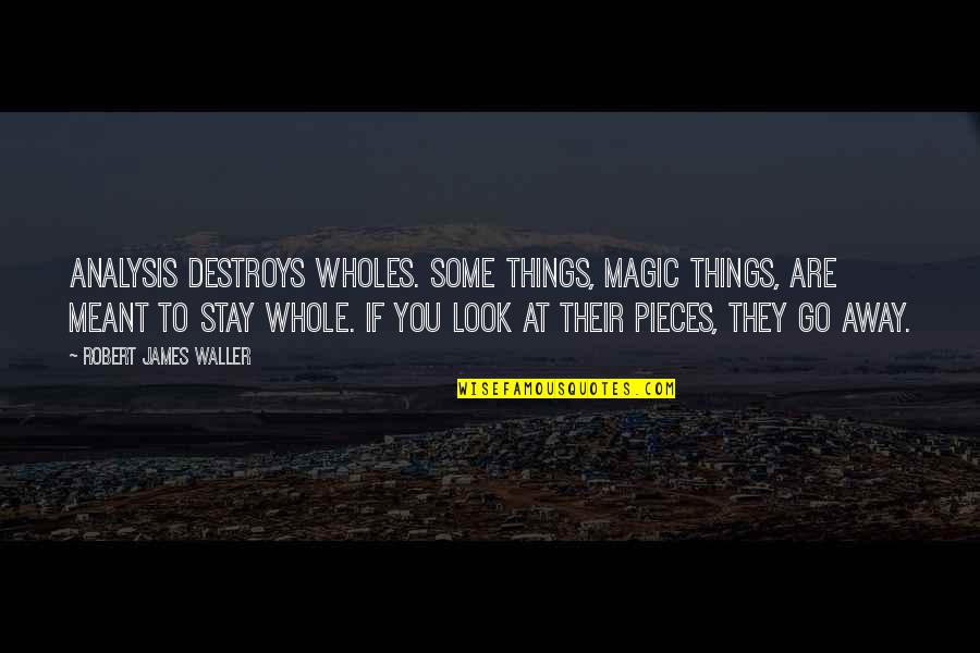 Twaitsh Quotes By Robert James Waller: Analysis destroys wholes. Some things, magic things, are