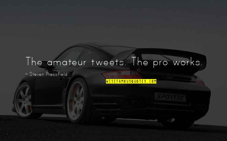 Tweets Quotes By Steven Pressfield: The amateur tweets. The pro works.