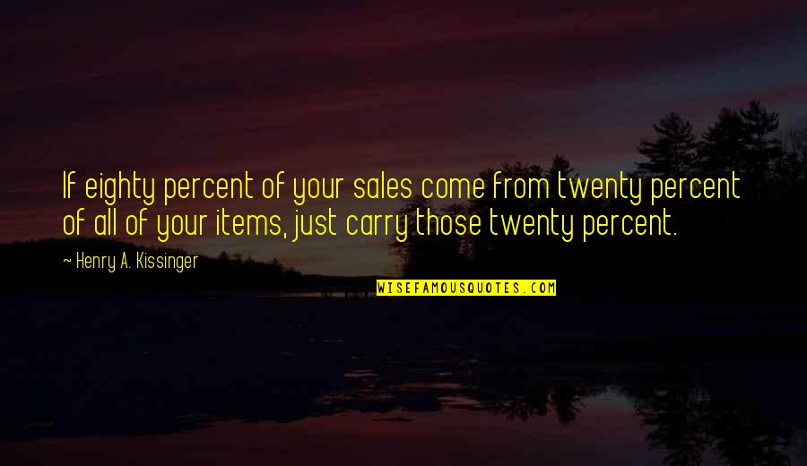 Twenty Quotes By Henry A. Kissinger: If eighty percent of your sales come from