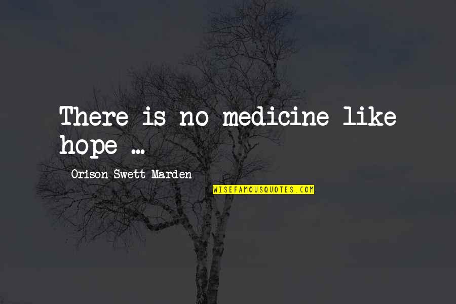Twentysomething Jamie Quotes By Orison Swett Marden: There is no medicine like hope ...