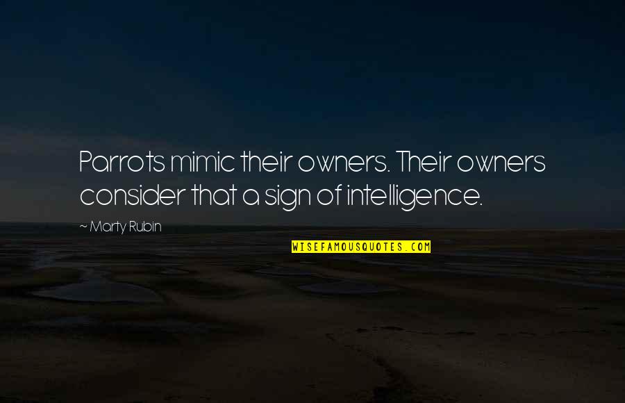 Twich Quotes By Marty Rubin: Parrots mimic their owners. Their owners consider that
