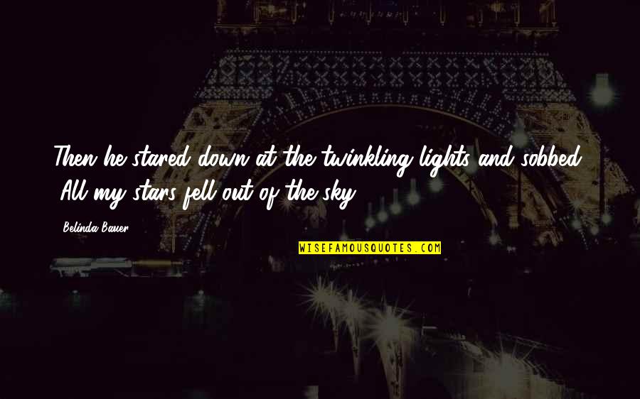 Twinkling Stars Quotes By Belinda Bauer: Then he stared down at the twinkling lights