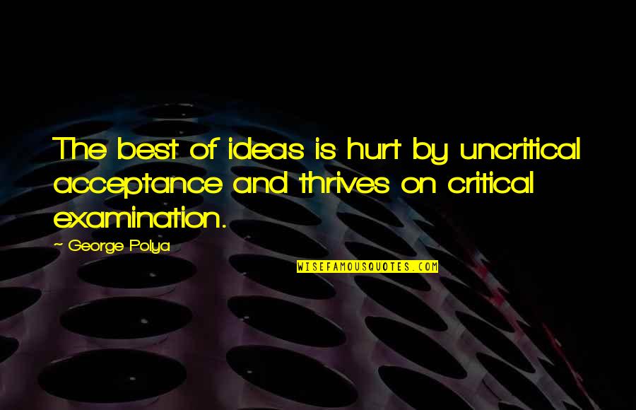 Twitch Tv Quotes By George Polya: The best of ideas is hurt by uncritical