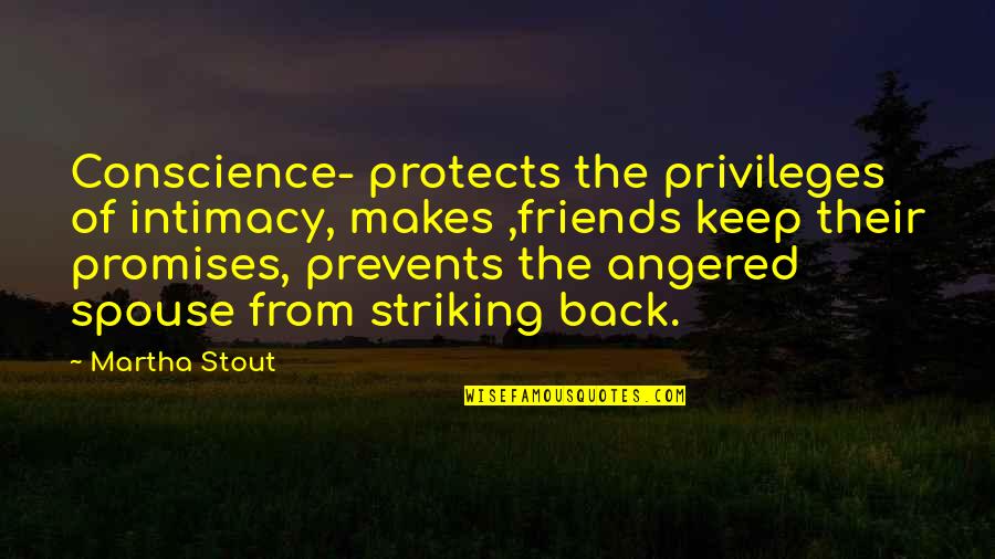 Twitosphere Quotes By Martha Stout: Conscience- protects the privileges of intimacy, makes ,friends