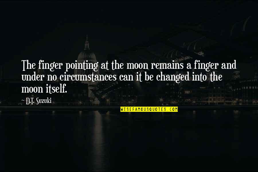 Twnty Quotes By D.T. Suzuki: The finger pointing at the moon remains a