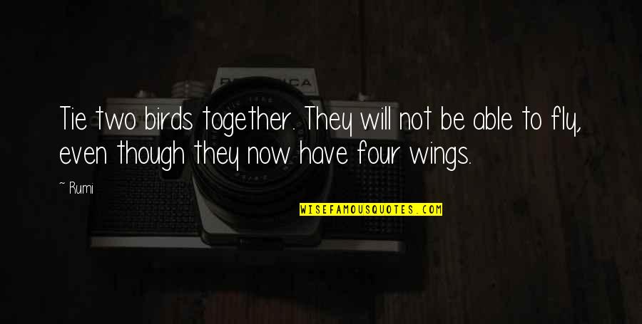 Two Birds Quotes By Rumi: Tie two birds together. They will not be