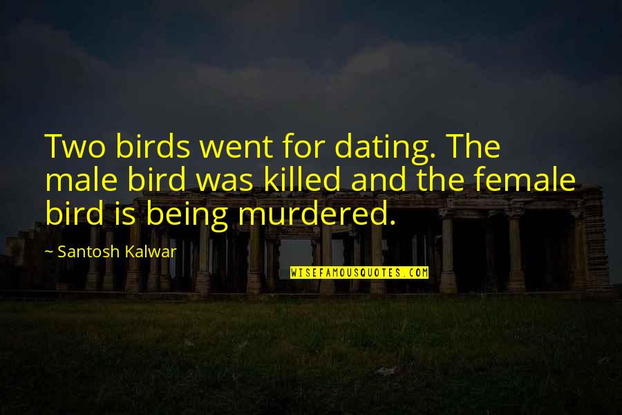 Two Birds Quotes By Santosh Kalwar: Two birds went for dating. The male bird Two Birds Quotes By Santosh Kalwar: Two birds went for dating. The male bird