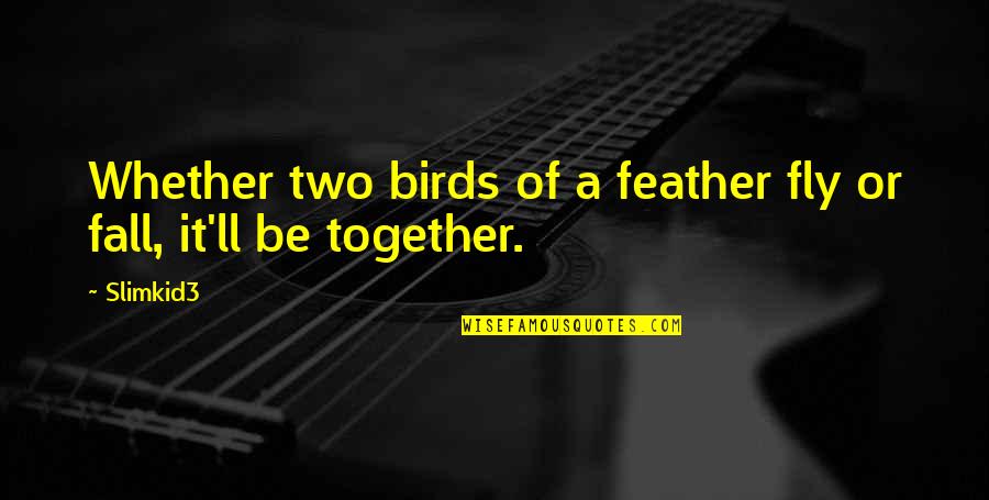 Two Birds Quotes By Slimkid3: Whether two birds of a feather fly or