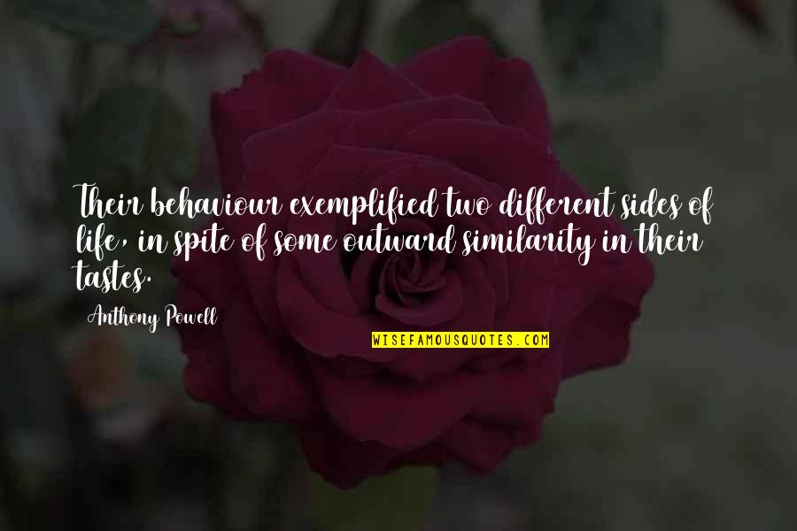 Two Different Sides Quotes By Anthony Powell: Their behaviour exemplified two different sides of life,