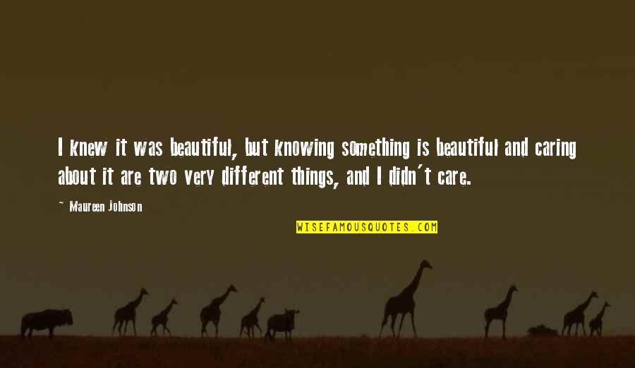 Two Different Things Quotes By Maureen Johnson: I knew it was beautiful, but knowing something