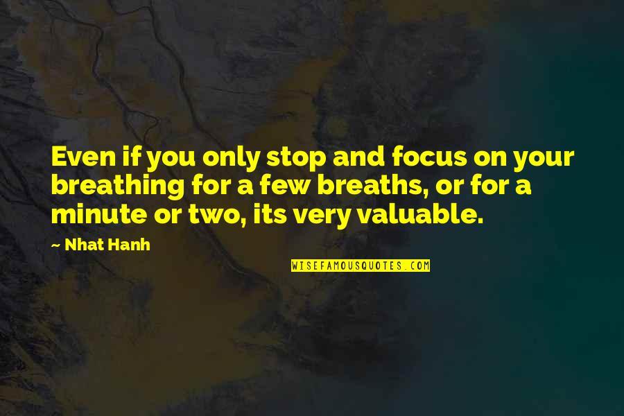 Two Few Quotes By Nhat Hanh: Even if you only stop and focus on