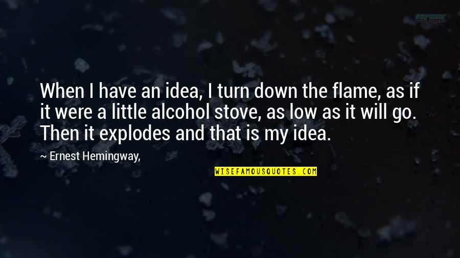 Two Four Letter Word Quotes By Ernest Hemingway,: When I have an idea, I turn down