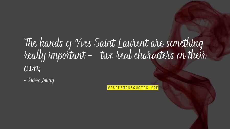 Two Hands Quotes By Pierre Niney: The hands of Yves Saint Laurent are something