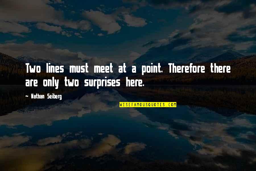 Two Lines Quotes By Nathan Seiberg: Two lines must meet at a point. Therefore