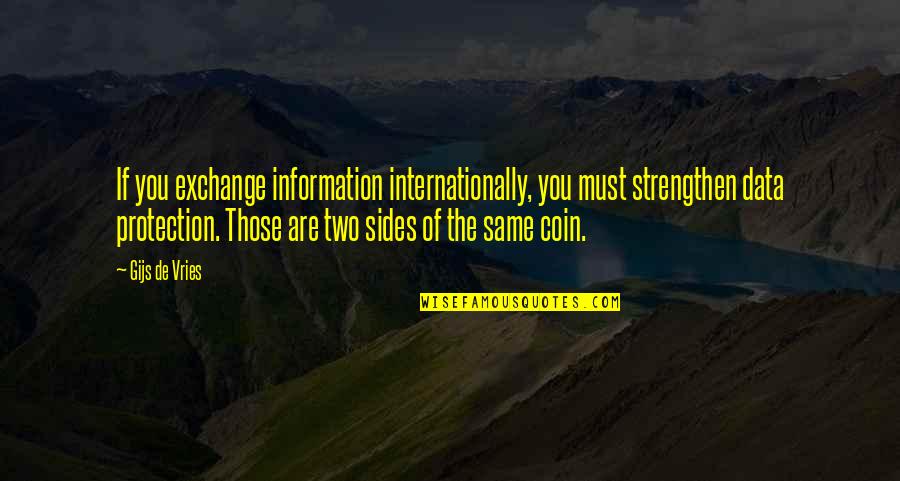 Two Sides Of The Same Coin Quotes By Gijs De Vries: If you exchange information internationally, you must strengthen