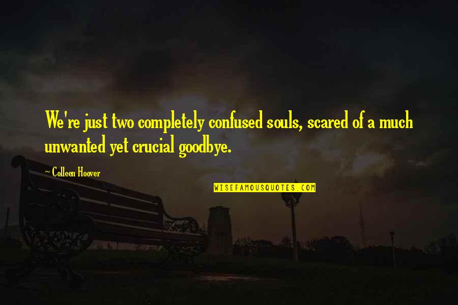 Two Souls Quotes By Colleen Hoover: We're just two completely confused souls, scared of
