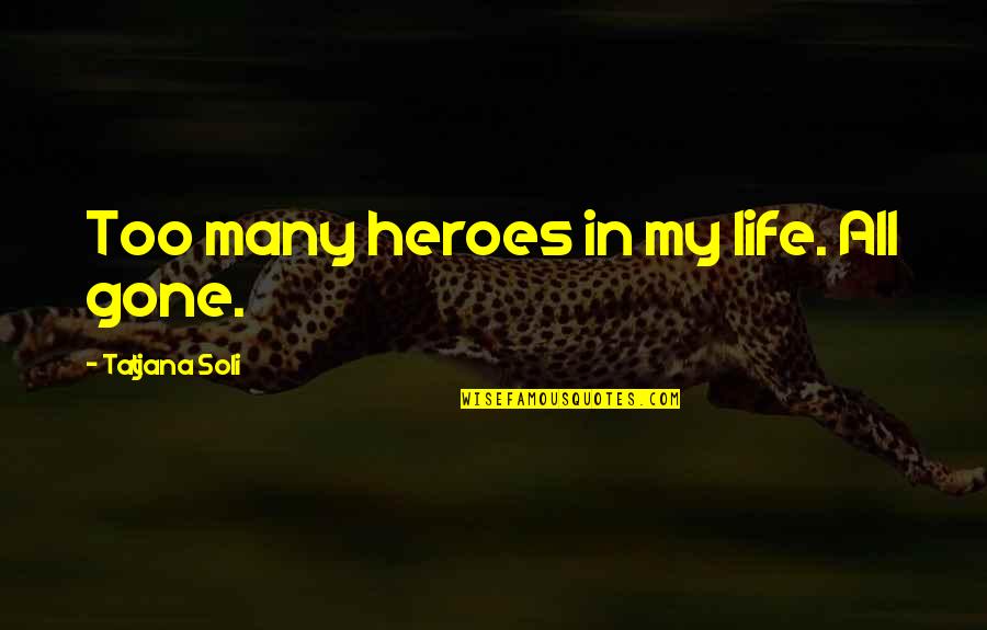 Two Wheeler Safety Quotes By Tatjana Soli: Too many heroes in my life. All gone.