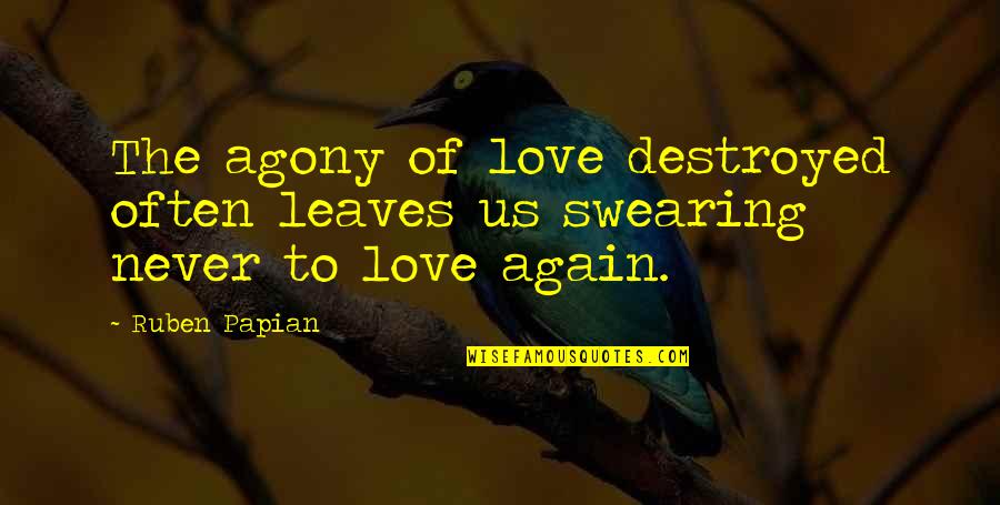 Twoj Epit Quotes By Ruben Papian: The agony of love destroyed often leaves us