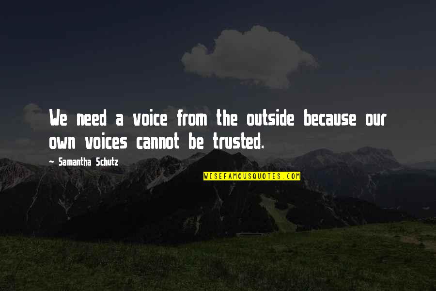 Tycen Quotes By Samantha Schutz: We need a voice from the outside because