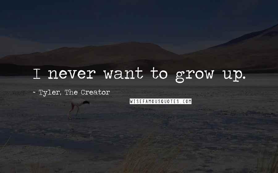 Tyler, The Creator quotes: I never want to grow up.