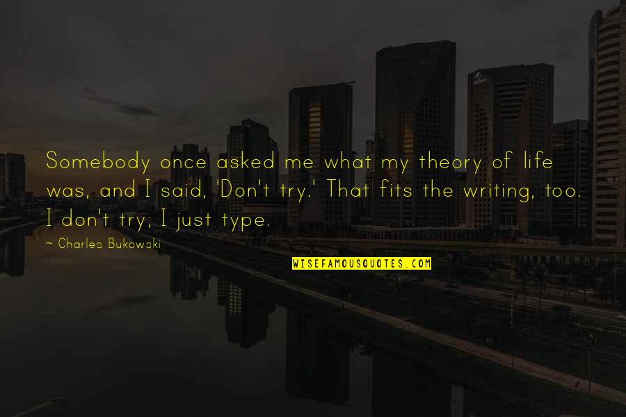 Type Writing Quotes By Charles Bukowski: Somebody once asked me what my theory of