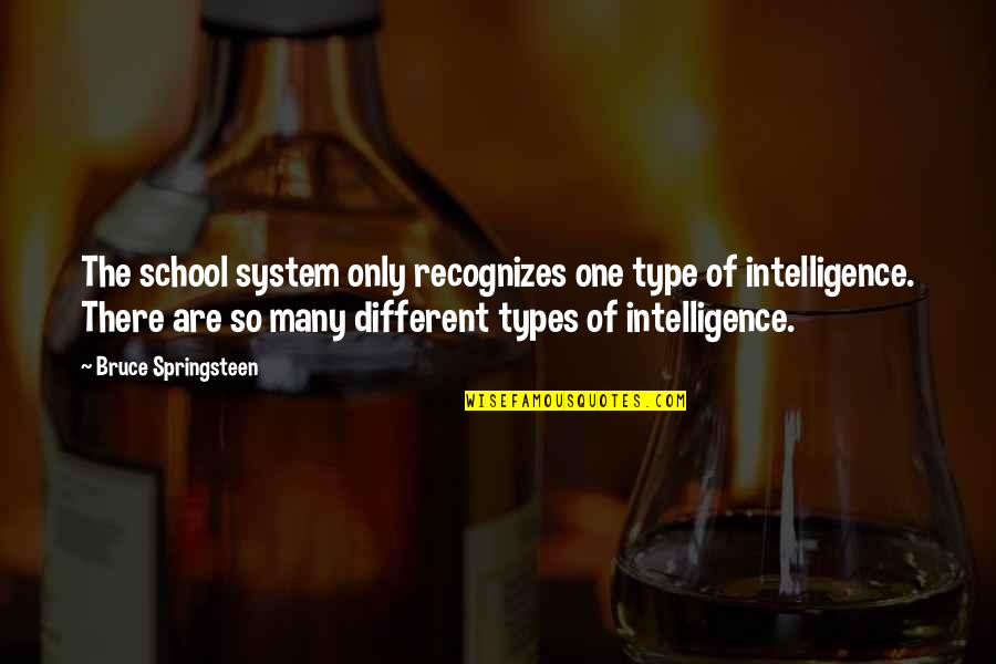 Types Intelligence Quotes By Bruce Springsteen: The school system only recognizes one type of
