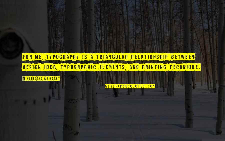 Typography Design Quotes By Wolfgang Weingart: For me, typography is a triangular relationship between