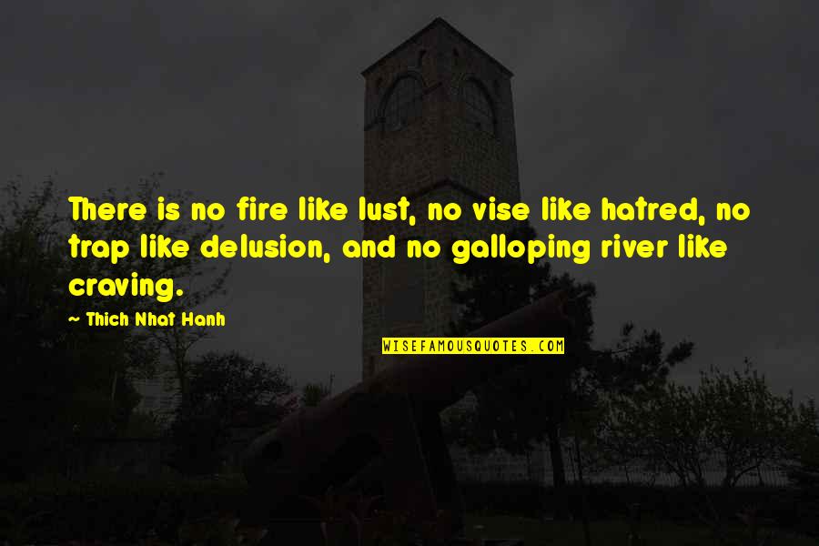 Typography Writing Quotes By Thich Nhat Hanh: There is no fire like lust, no vise