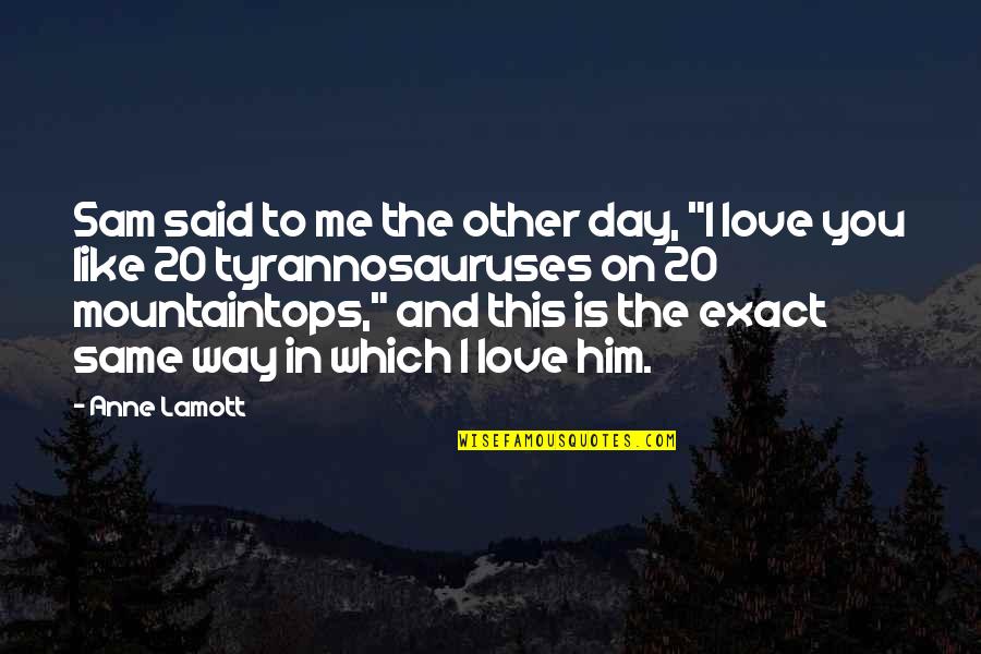 Tyrannosauruses Quotes By Anne Lamott: Sam said to me the other day, "I