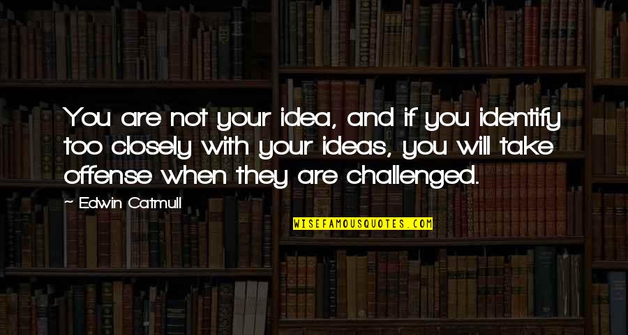 Tyrone Games Quotes By Edwin Catmull: You are not your idea, and if you Tyrone Games Quotes By Edwin Catmull: You are not your idea, and if you