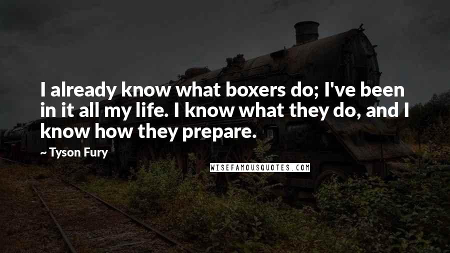 Tyson Fury quotes: I already know what boxers do; I've been in it all my life. I know what they do, and I know how they prepare.