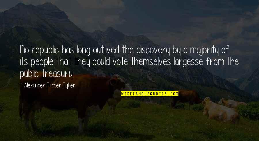Tytler Alexander Quotes By Alexander Fraser Tytler: No republic has long outlived the discovery by Tytler Alexander Quotes By Alexander Fraser Tytler: No republic has long outlived the discovery by