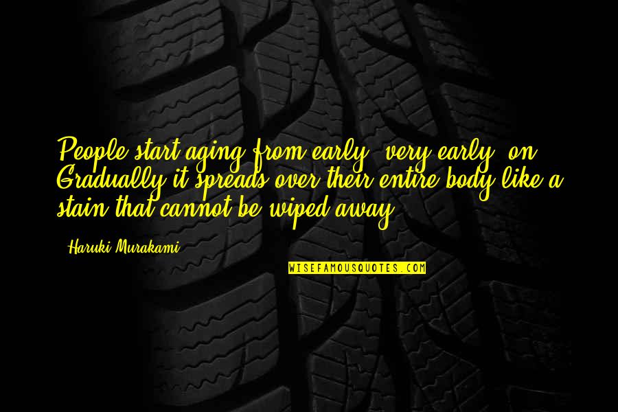 Tytyik Quotes By Haruki Murakami: People start aging from early, very early, on. Tytyik Quotes By Haruki Murakami: People start aging from early, very early, on.