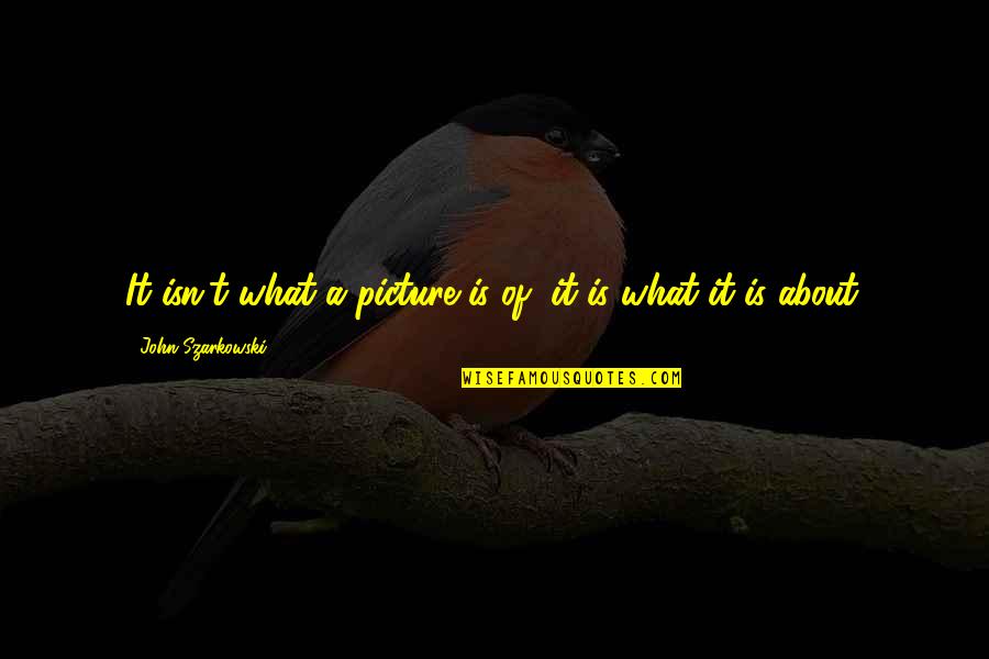 Tzanone Quotes By John Szarkowski: It isn't what a picture is of, it Tzanone Quotes By John Szarkowski: It isn't what a picture is of, it