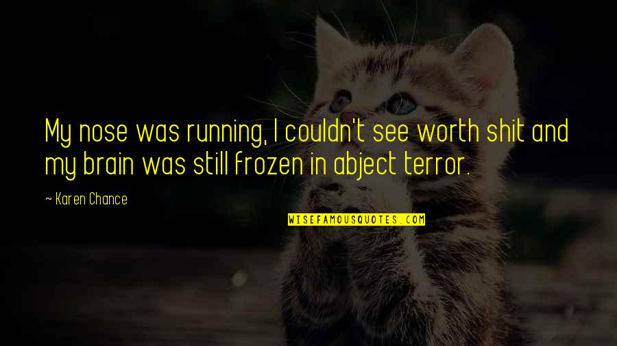 Tzuhun Quotes By Karen Chance: My nose was running, I couldn't see worth Tzuhun Quotes By Karen Chance: My nose was running, I couldn't see worth