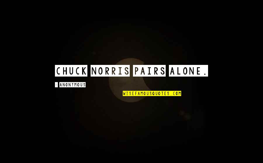 U Aint Worth It Quotes By Anonymous: Chuck Norris pairs alone.