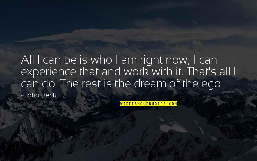 U Can Do This Quotes By Joko Beck: All I can be is who I am