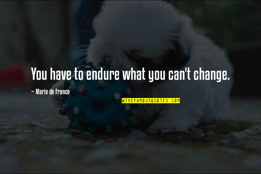 U Cant Have It All Quotes By Marie De France: You have to endure what you can't change.