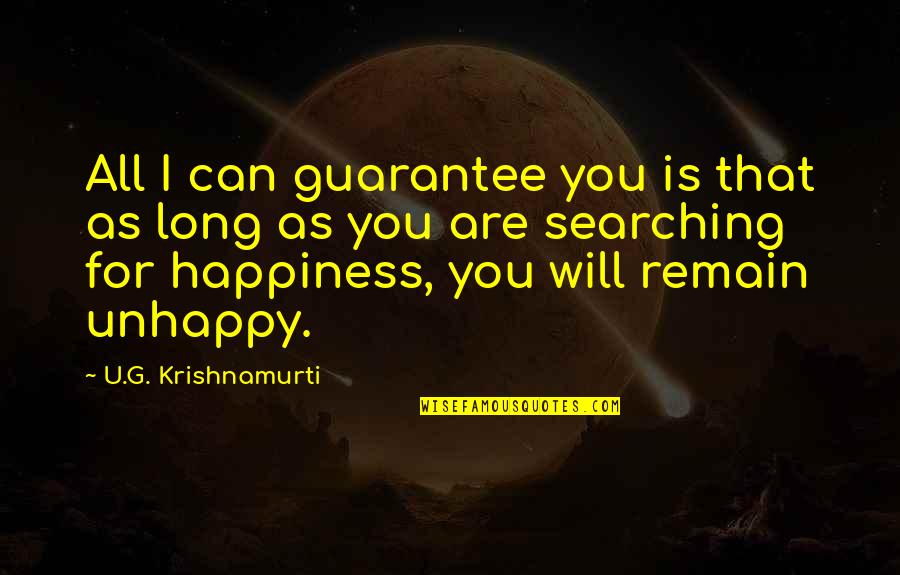 U G Krishnamurti Quotes By U.G. Krishnamurti: All I can guarantee you is that as