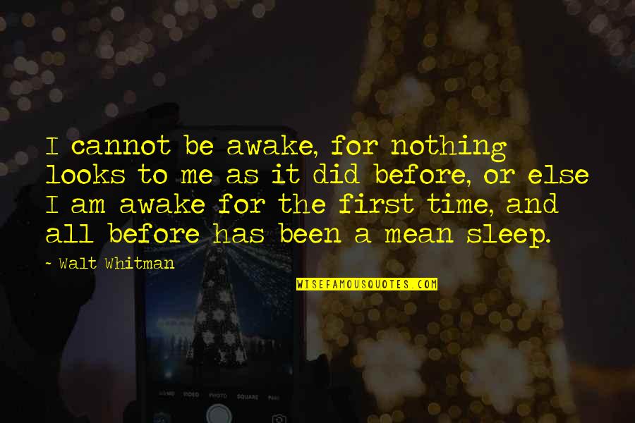 U Mean Nothing To Me Quotes By Walt Whitman: I cannot be awake, for nothing looks to
