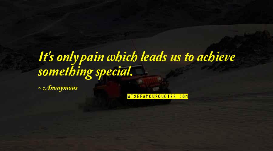U R Something Special Quotes By Anonymous: It's only pain which leads us to achieve