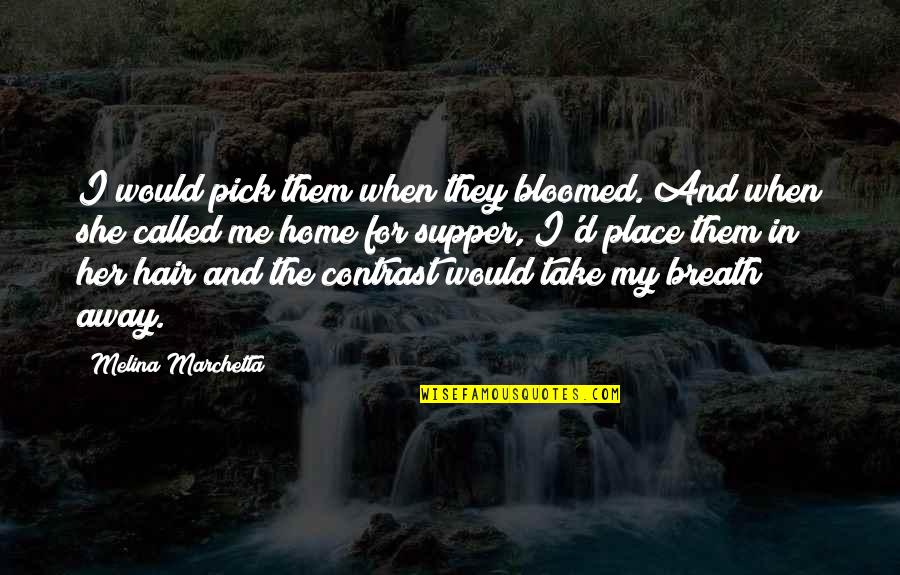 U Take My Breath Away Quotes By Melina Marchetta: I would pick them when they bloomed. And U Take My Breath Away Quotes By Melina Marchetta: I would pick them when they bloomed. And
