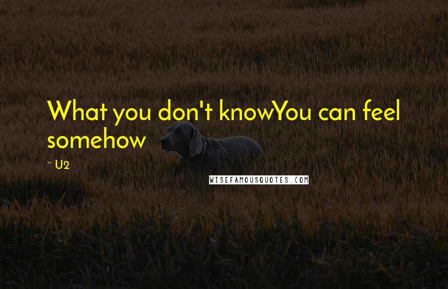 U2 quotes: What you don't knowYou can feel somehow