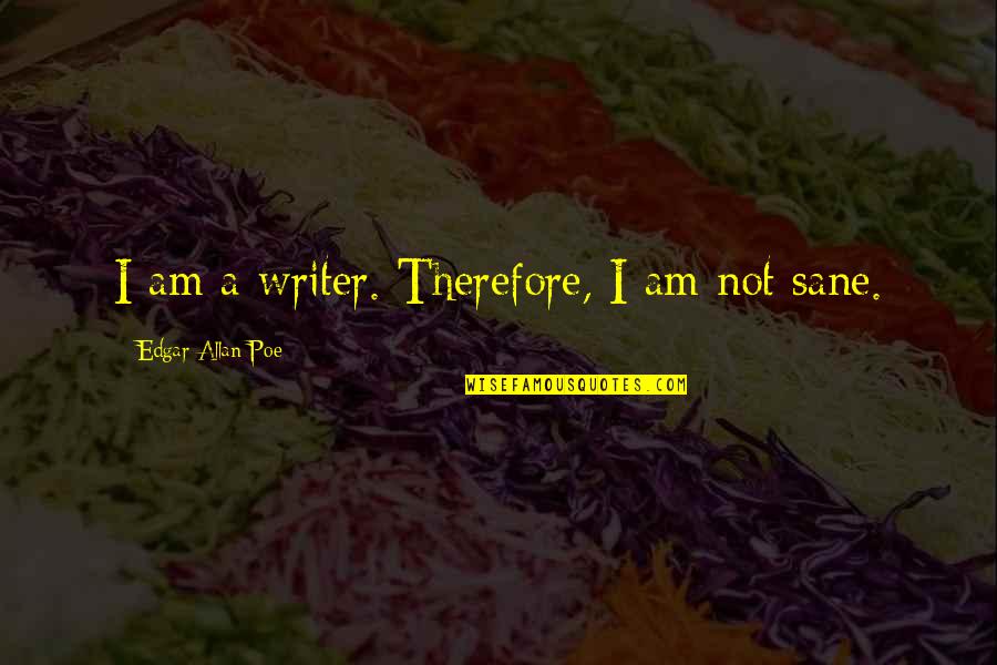 Ubeen Flash Quotes By Edgar Allan Poe: I am a writer. Therefore, I am not