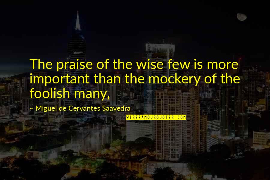 Uchenna Ezenwafor Quotes By Miguel De Cervantes Saavedra: The praise of the wise few is more Uchenna Ezenwafor Quotes By Miguel De Cervantes Saavedra: The praise of the wise few is more