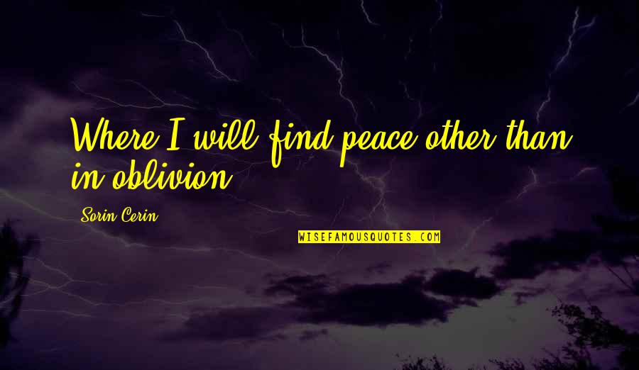 Ucho Quotes By Sorin Cerin: Where I will find peace other than in