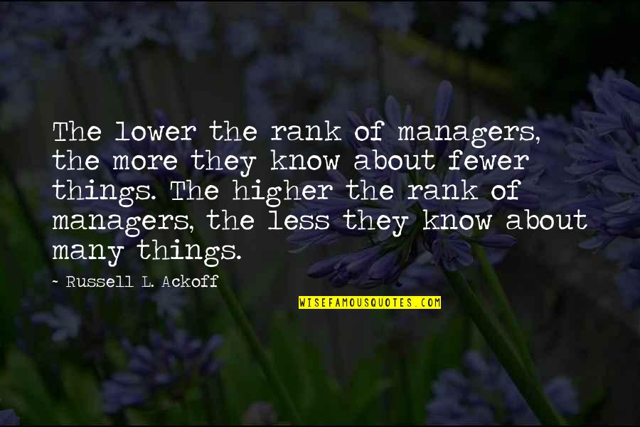 Udajem Quotes By Russell L. Ackoff: The lower the rank of managers, the more